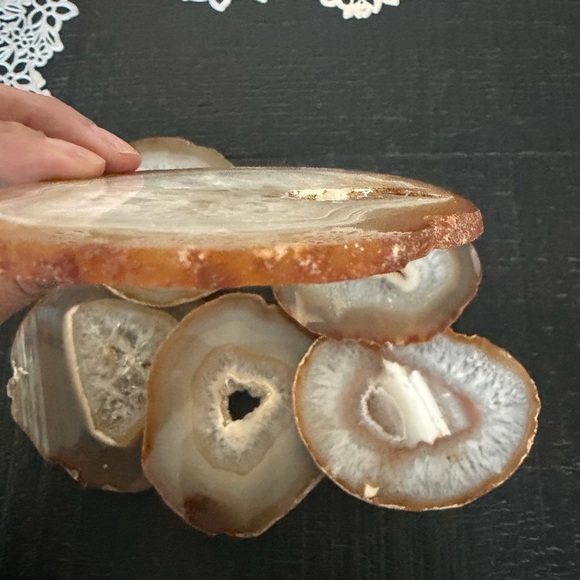 Natural Agate & Quartz Crystal Geode Coasters Set of 6 - Picture 2 of 5